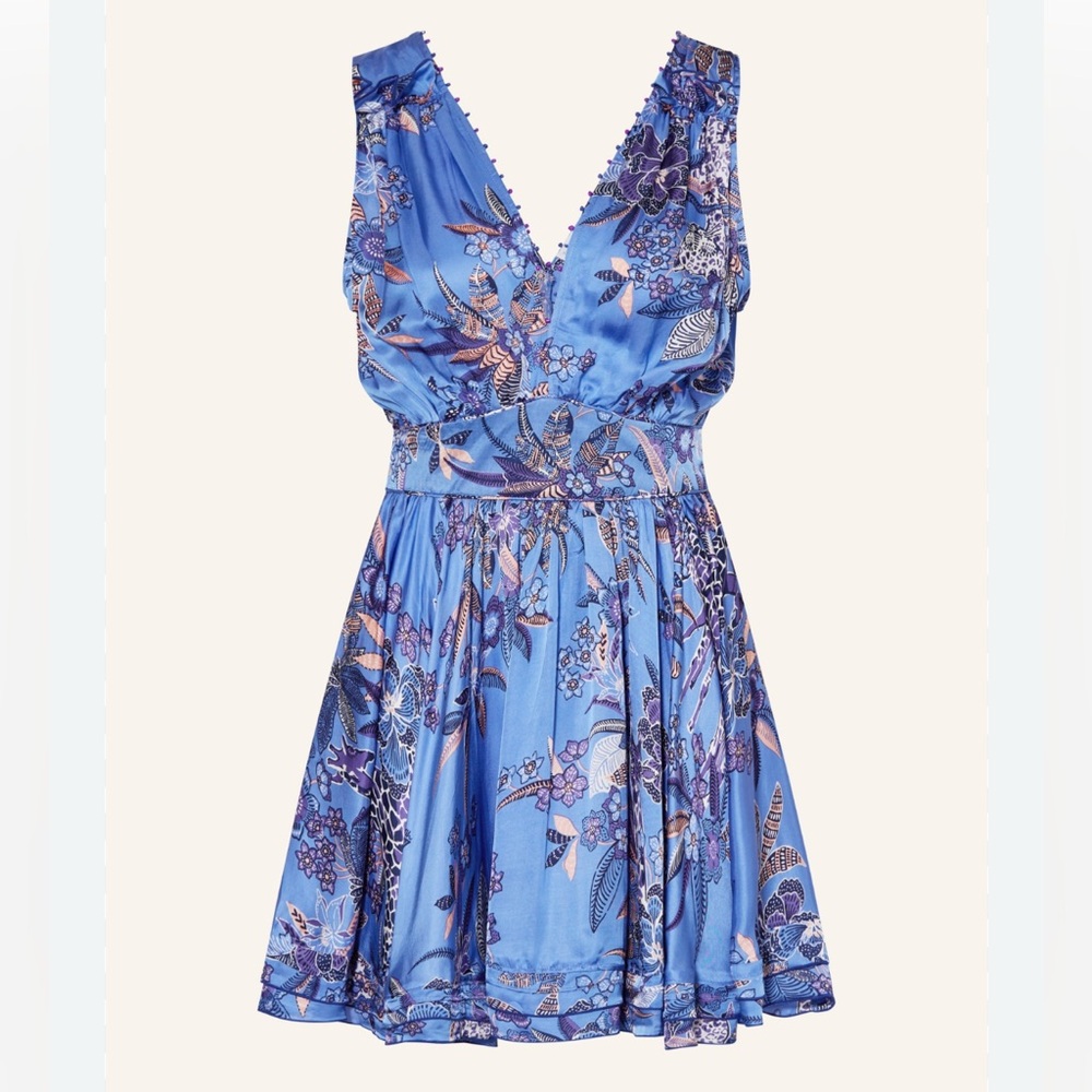 🆕 POUPETTE ST BARTH ✨ Bessie mini dress blue Leo forest | Sz XS - Picture 7 of 7